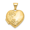 Gold Polished Floral Heart Lockets