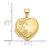 10k 15mm Reversible Floral/LOVE YOU ALWAYS Heart Locket