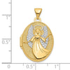 10k w/Rhodium 21mm Oval Guardian Angel Locket