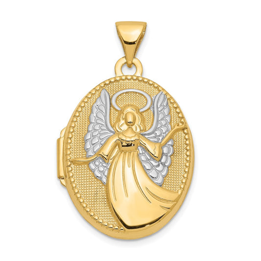 Gold Polished Angel Oval Lockets