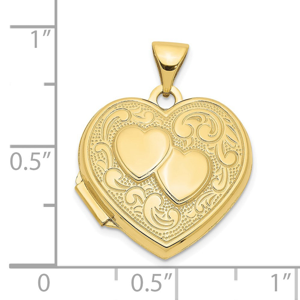 10k 18mm Double Heart Locket
