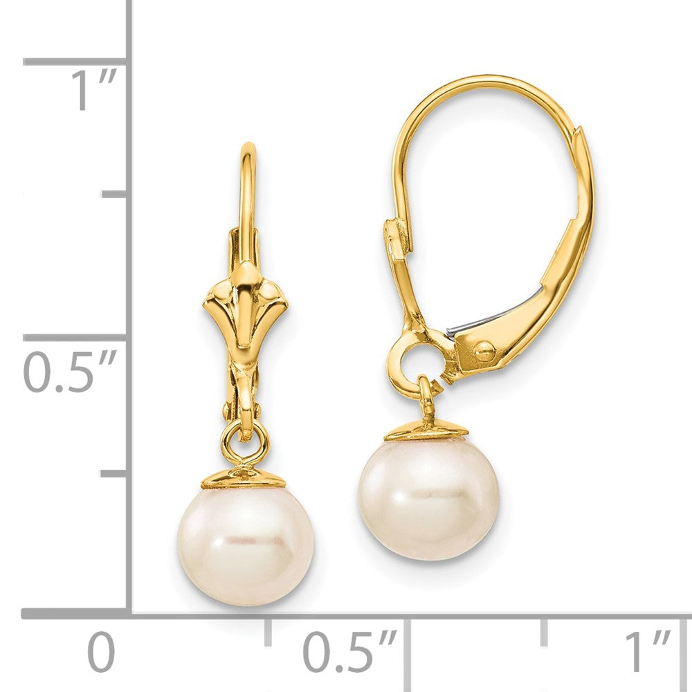 Gold FWC Pearl Dangle Leverback Earrings