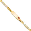 10k Medical Soft Diamond Shape Red Enamel Curb Link ID Bracelet