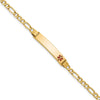 10k Medical Semi-Solid Chain/Solid Plate 26x5mm Off-Center Red Enamel Figaro Link 7 inch ID Bracelet