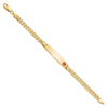 10k Medical Soft Diamond Shape Red Enamel Curb Link ID Bracelet