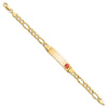 10k Semi-Solid Medical Polished Red Enamel Figaro ID Bracelet