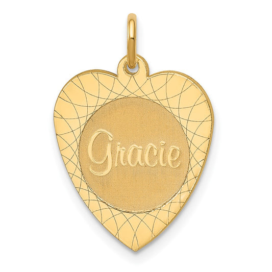 Heart Disc Name Plate Charms