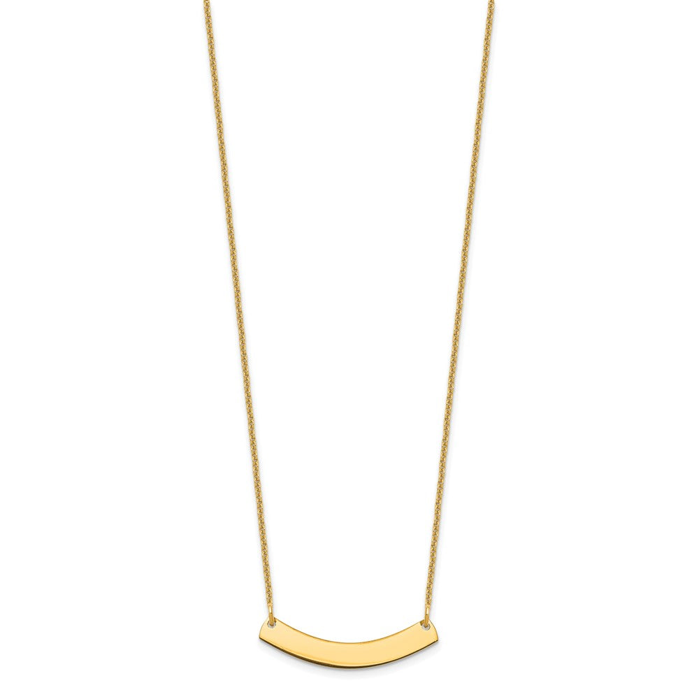 10k Yellow Gold Small Curved Blank Bar Necklace