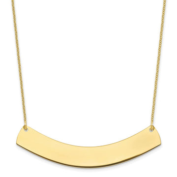 10k Yellow Gold Large Curved Blank Bar Necklace