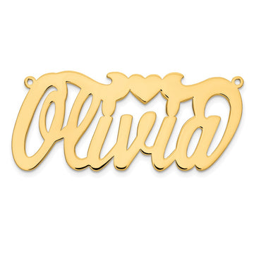 10k Yellow Gold Polished Heart Name Plate