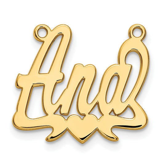 10k Yellow Gold Polished Heart Name Plate