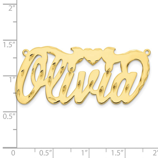 10k Yellow Gold Diamond-cut Heart Name Plate