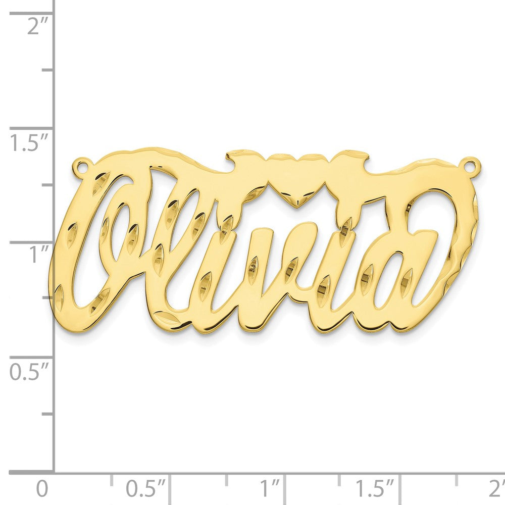 10k Yellow Gold Diamond-cut Heart Name Plate