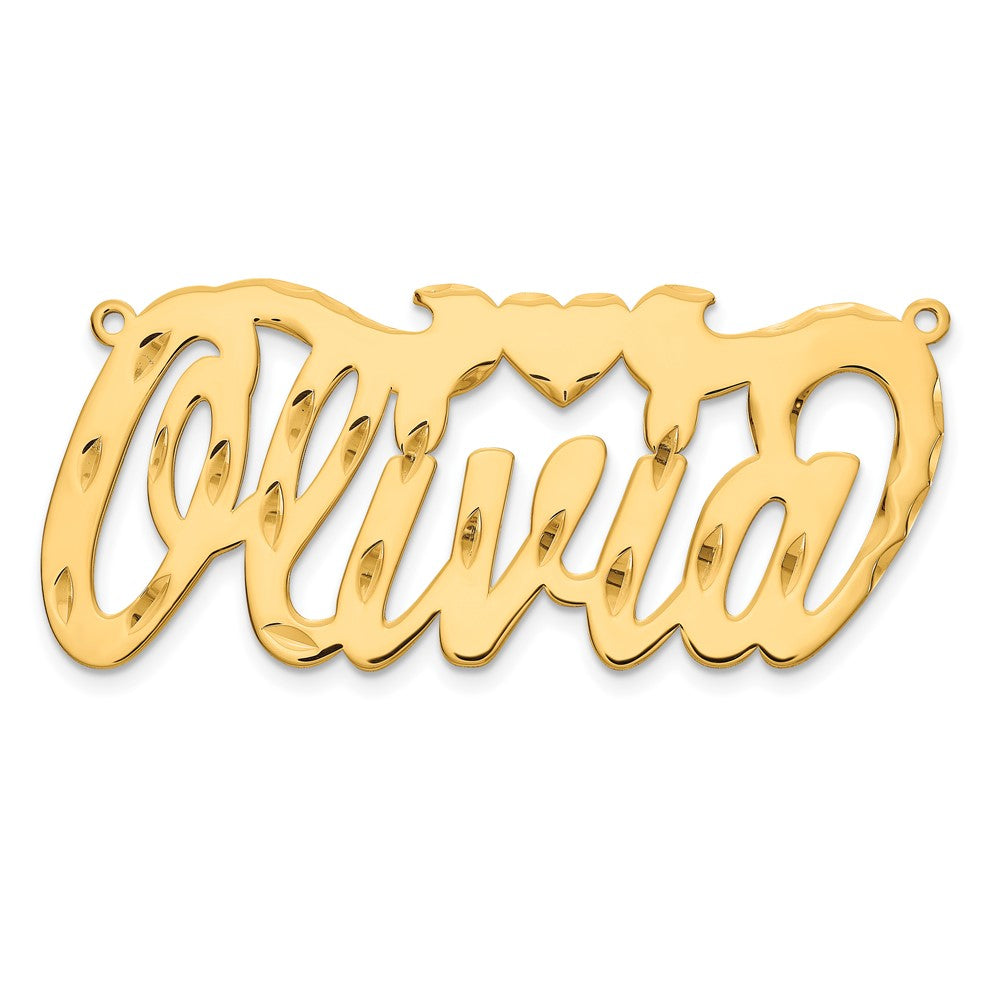 10k Yellow Gold Diamond-cut Heart Name Plate