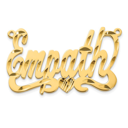 10k Yellow Gold Diamond-cut Heart Name Plate