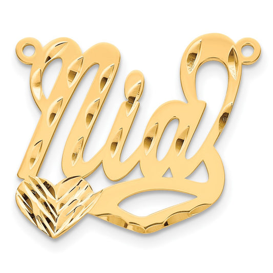 10k Yellow Gold Diamond-cut Heart Name Plate