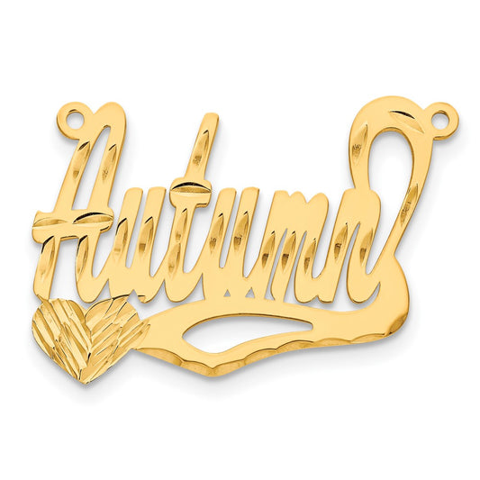 10k Yellow Gold Diamond-cut Heart Name Plate