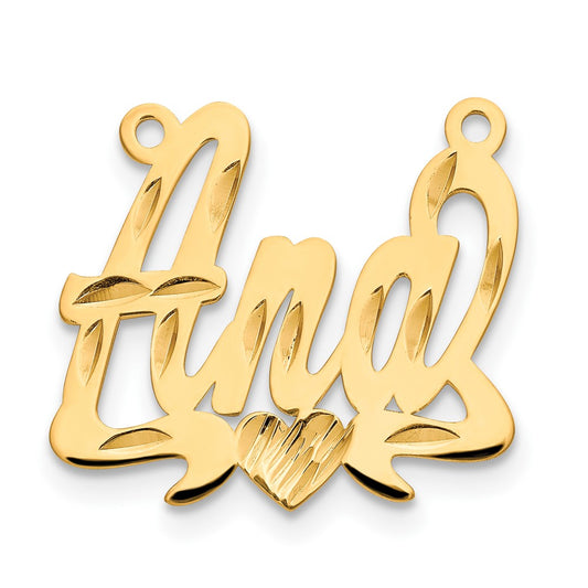 10k Yellow Gold Diamond-cut Heart Name Plate