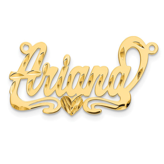 10k Yellow Gold Diamond-cut Heart Name Plate