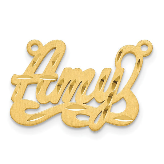 10k Yellow Gold Satin Diamond-cut Name Plate