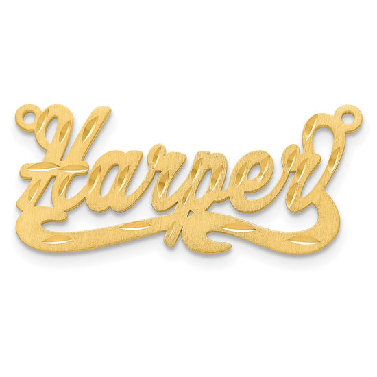 10k Yellow Gold Satin Diamond-cut Name Plate