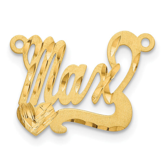 10k Yellow Gold Satin Diamond-cut Heart Name Plate