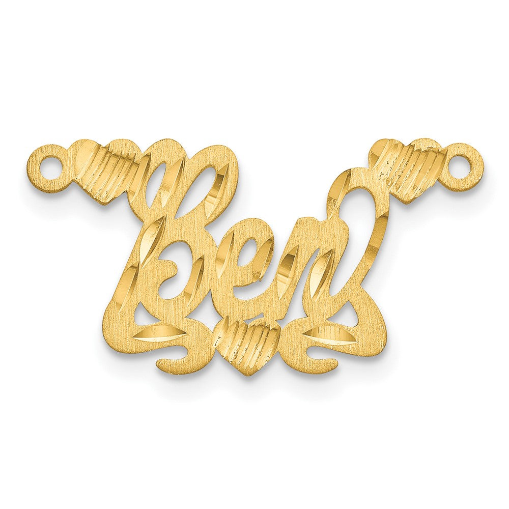 10k Yellow Gold Satin Diamond-cut Hearts Name Plate