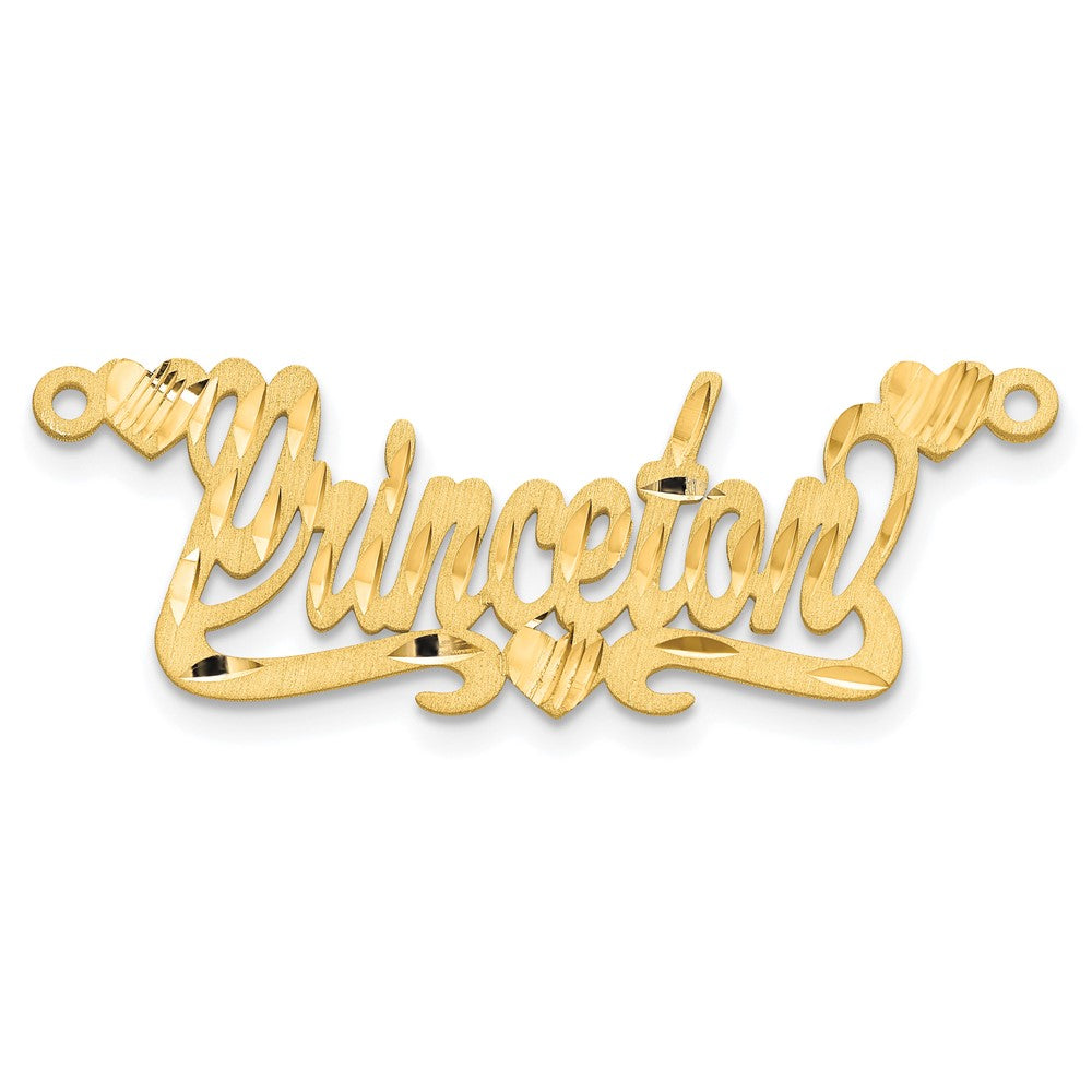 10k Yellow Gold Satin Diamond-cut Hearts Name Plate
