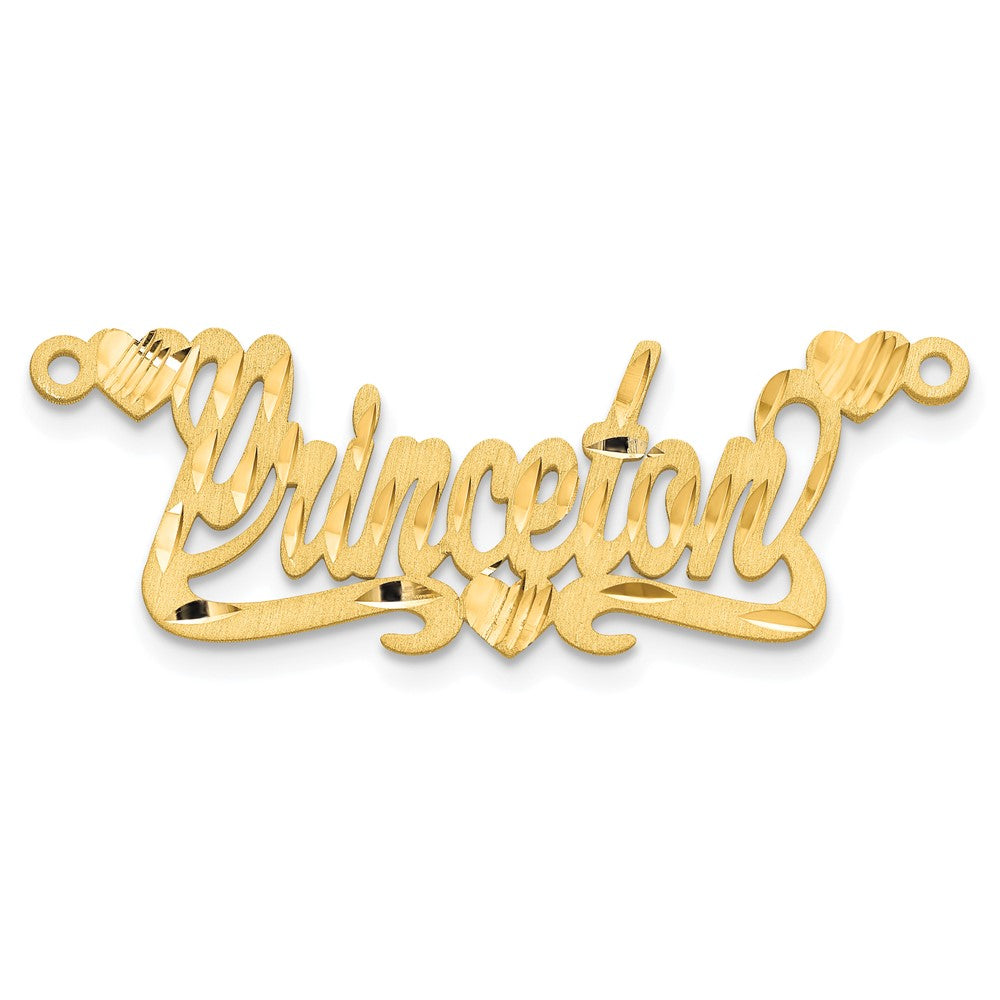 10k Yellow Gold Satin Diamond-cut Hearts Name Plate