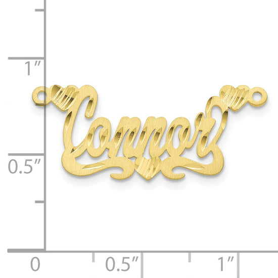 10k Yellow Gold Satin Diamond-cut Hearts Name Plate