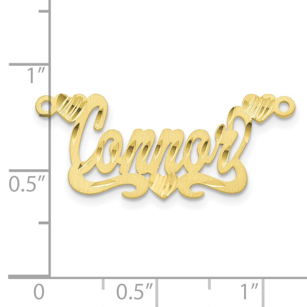 10k Yellow Gold Satin Diamond-cut Hearts Name Plate