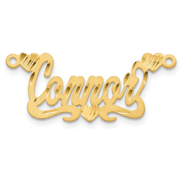 10k Yellow Gold Satin Diamond-cut Hearts Name Plate