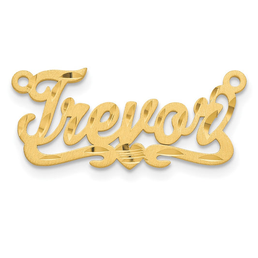 10k Yellow Gold Satin Diamond-cut Heart Name Plate