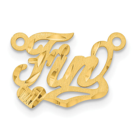 10k Yellow Gold Satin Diamond-cut Heart Name Plate