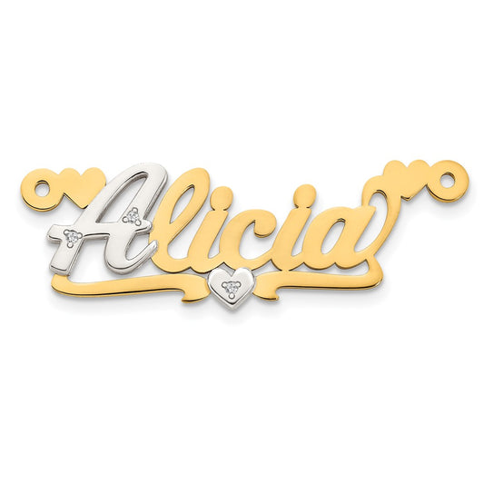 Diamond Name Plate with three Hearts