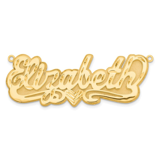 10k Yellow Gold 3D Diamond-cut Heart Name Plate