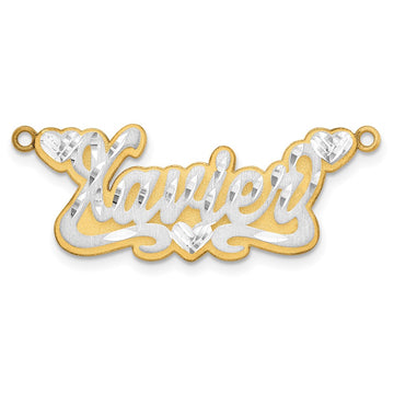 10k 3D Two-tone Satin Diamond-cut Name Plate