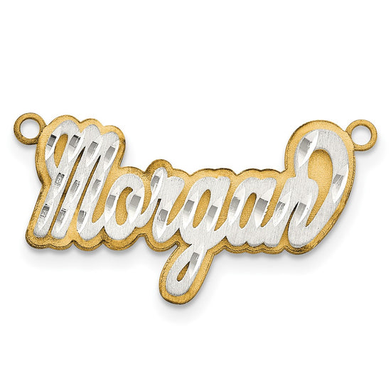 10k 3D Two-tone Satin Diamond-cut Name Plate