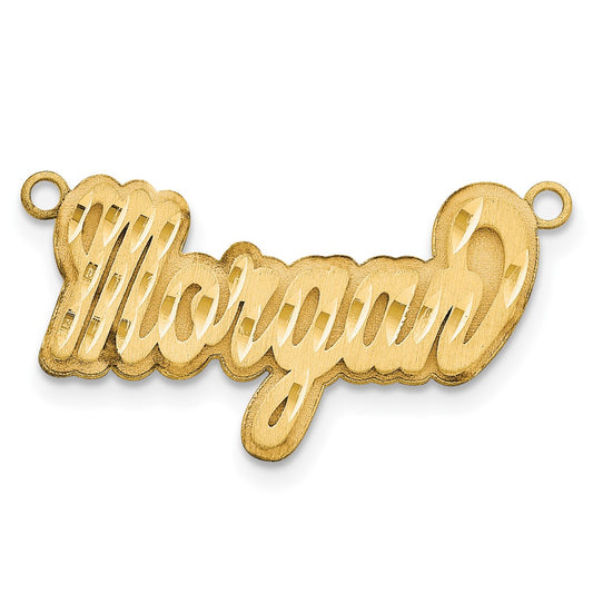 10k Yellow Gold 3D Satin Diamond-cut Name Plate