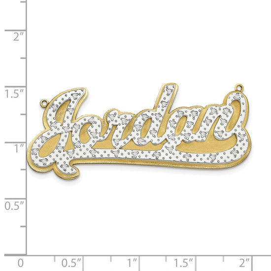 3-Dimensional Diamond Name Plate Pendant
