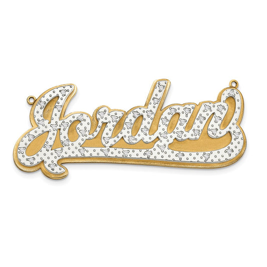 3-Dimensional Diamond Name Plate Pendant
