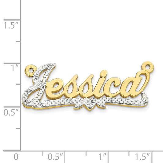 3-Dimensional Diamond Name Plate Pendant