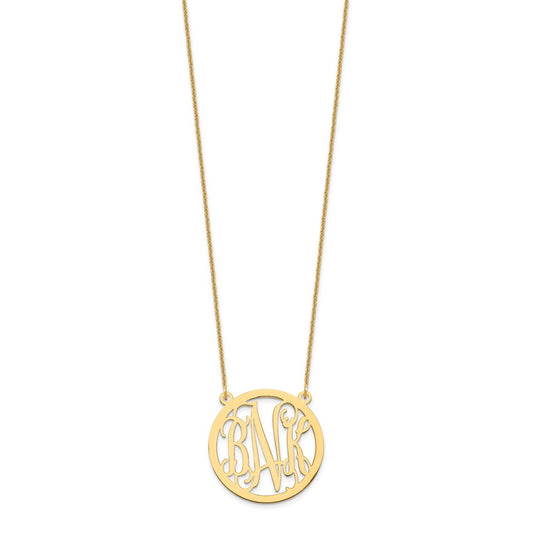 10k Yellow Gold Round Monogram Necklace