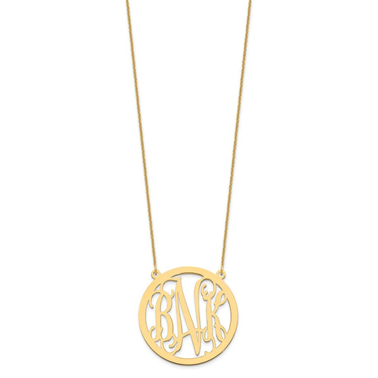 10k Yellow Gold Large Round Monogram Necklace