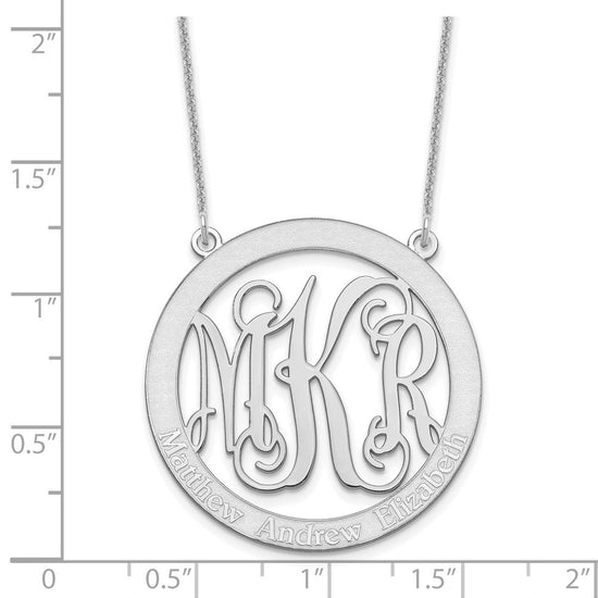 10k White Gold Large Family Monogram Necklace