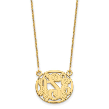 10k Yellow Gold Etched Oval Monogram Necklace