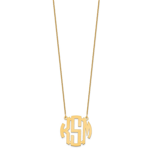 10k Yellow Gold Small Round Monogram Necklace