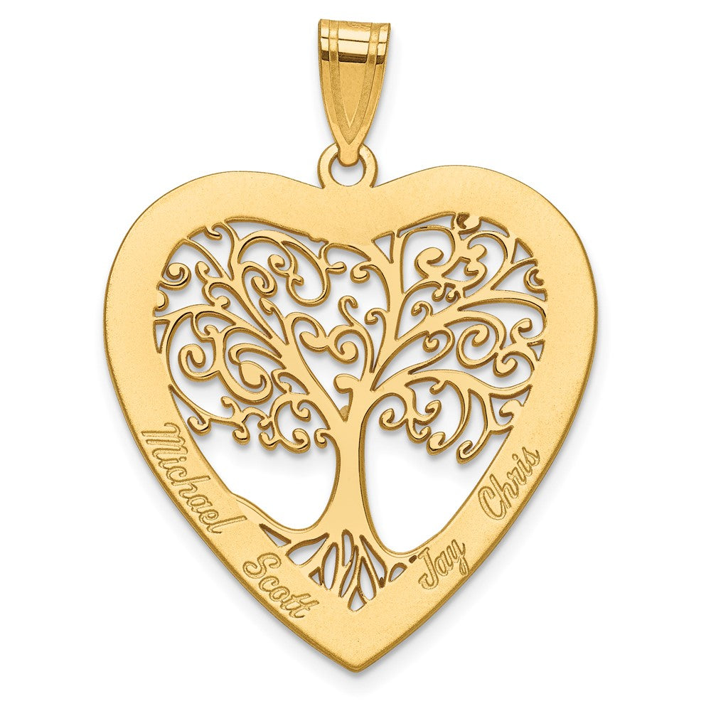Polished Family Tree Heart Pendant