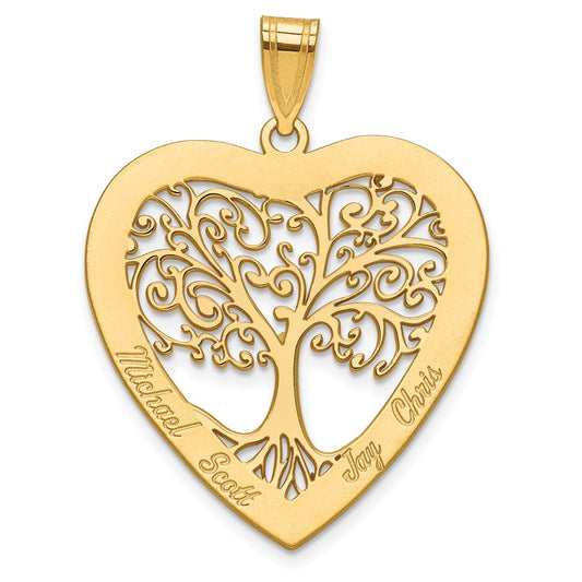 Polished Family Tree Heart Pendant