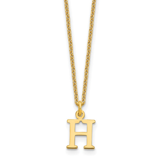 10k Cut-out Letter H Initial 18 inch Necklace